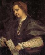 Andrea del Sarto Portrait of girl holding the book Sweden oil painting artist
